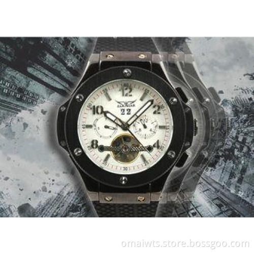 Multifunction Black Case Tourbillon Automatic Watch For Spo